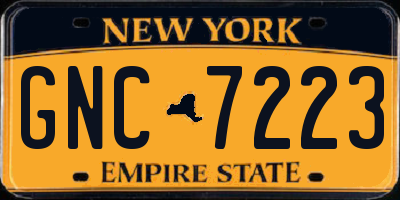 NY license plate GNC7223