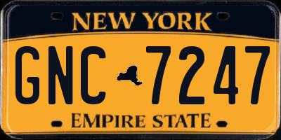 NY license plate GNC7247