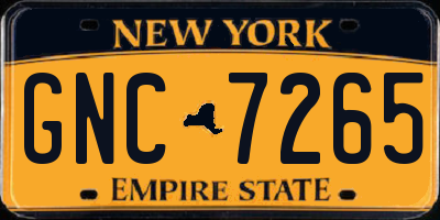 NY license plate GNC7265