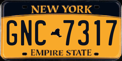 NY license plate GNC7317