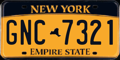 NY license plate GNC7321