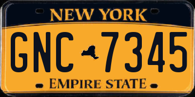 NY license plate GNC7345