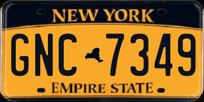 NY license plate GNC7349
