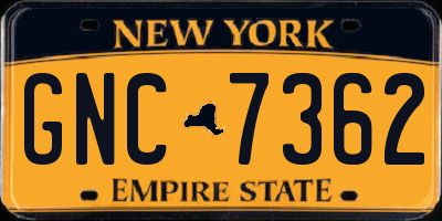 NY license plate GNC7362