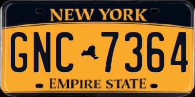 NY license plate GNC7364