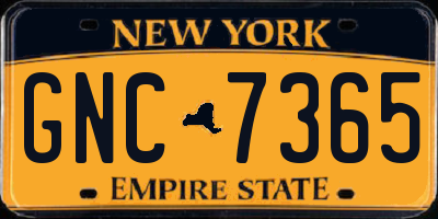 NY license plate GNC7365