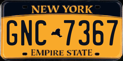 NY license plate GNC7367
