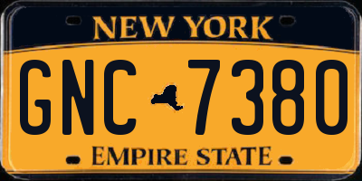 NY license plate GNC7380