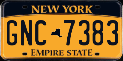 NY license plate GNC7383