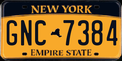 NY license plate GNC7384
