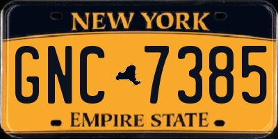 NY license plate GNC7385