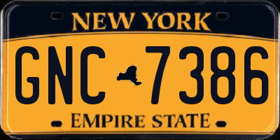 NY license plate GNC7386