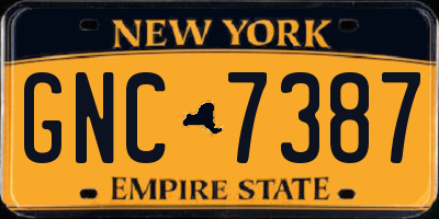 NY license plate GNC7387