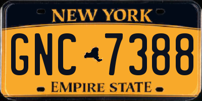 NY license plate GNC7388