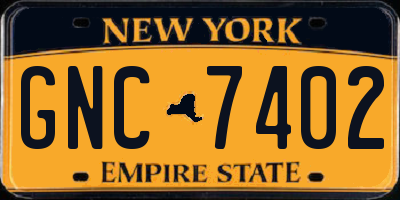 NY license plate GNC7402