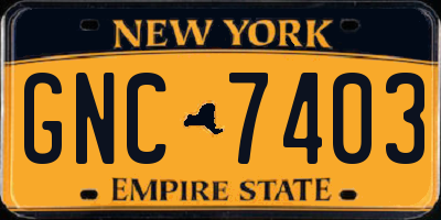 NY license plate GNC7403