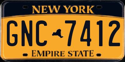 NY license plate GNC7412