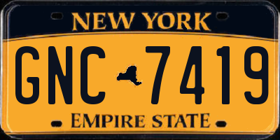 NY license plate GNC7419