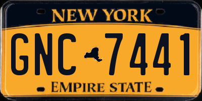 NY license plate GNC7441