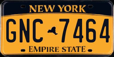 NY license plate GNC7464