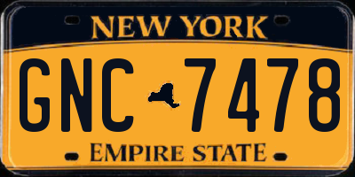NY license plate GNC7478