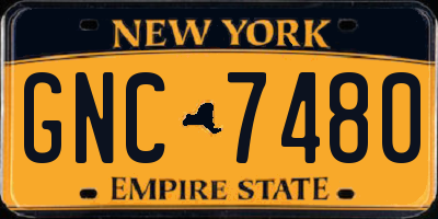 NY license plate GNC7480