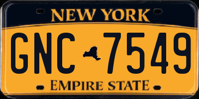 NY license plate GNC7549