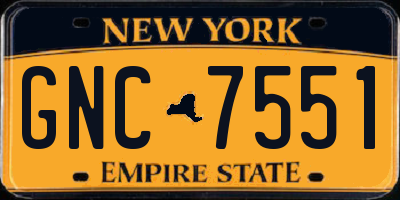 NY license plate GNC7551