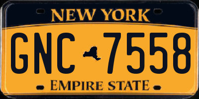 NY license plate GNC7558