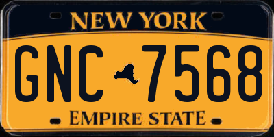 NY license plate GNC7568