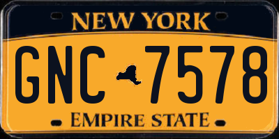 NY license plate GNC7578