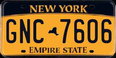NY license plate GNC7606