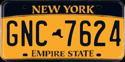 NY license plate GNC7624