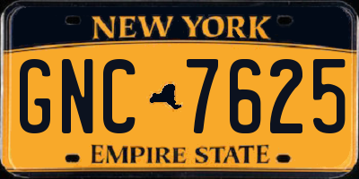 NY license plate GNC7625