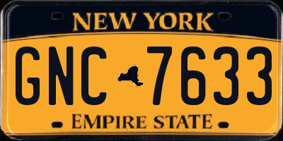 NY license plate GNC7633