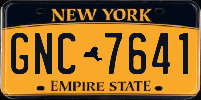 NY license plate GNC7641
