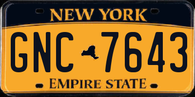 NY license plate GNC7643