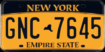NY license plate GNC7645