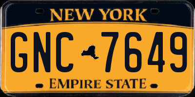 NY license plate GNC7649