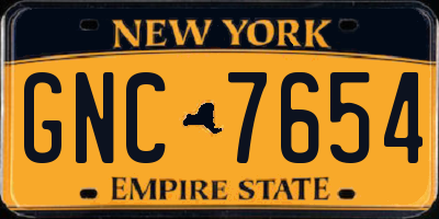 NY license plate GNC7654
