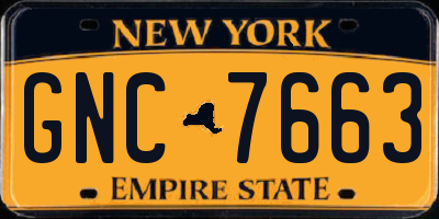 NY license plate GNC7663