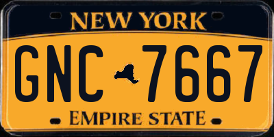 NY license plate GNC7667