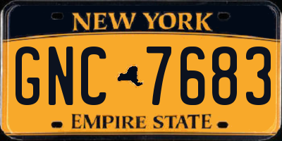 NY license plate GNC7683