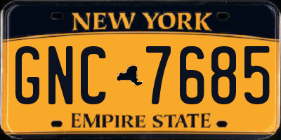 NY license plate GNC7685