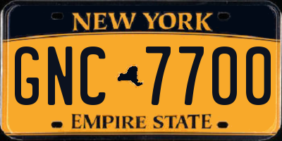 NY license plate GNC7700