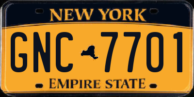 NY license plate GNC7701