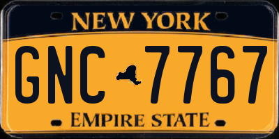 NY license plate GNC7767