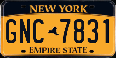 NY license plate GNC7831
