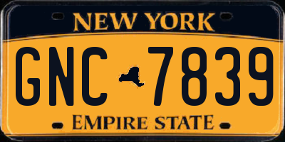NY license plate GNC7839