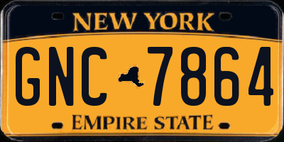 NY license plate GNC7864